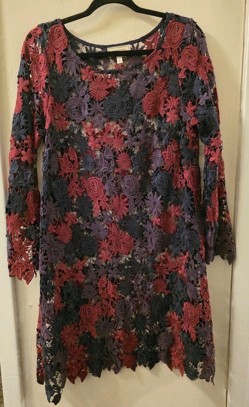 Anthropologie Moulinette Soeurs Harvest Blooms Floral Lace Overlay Dress 12